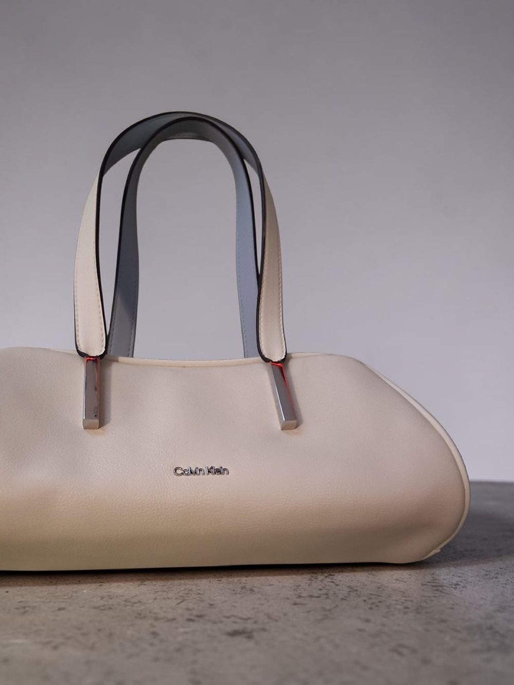 Calvin Klein Cream Vegan Leather Shoulder Bag